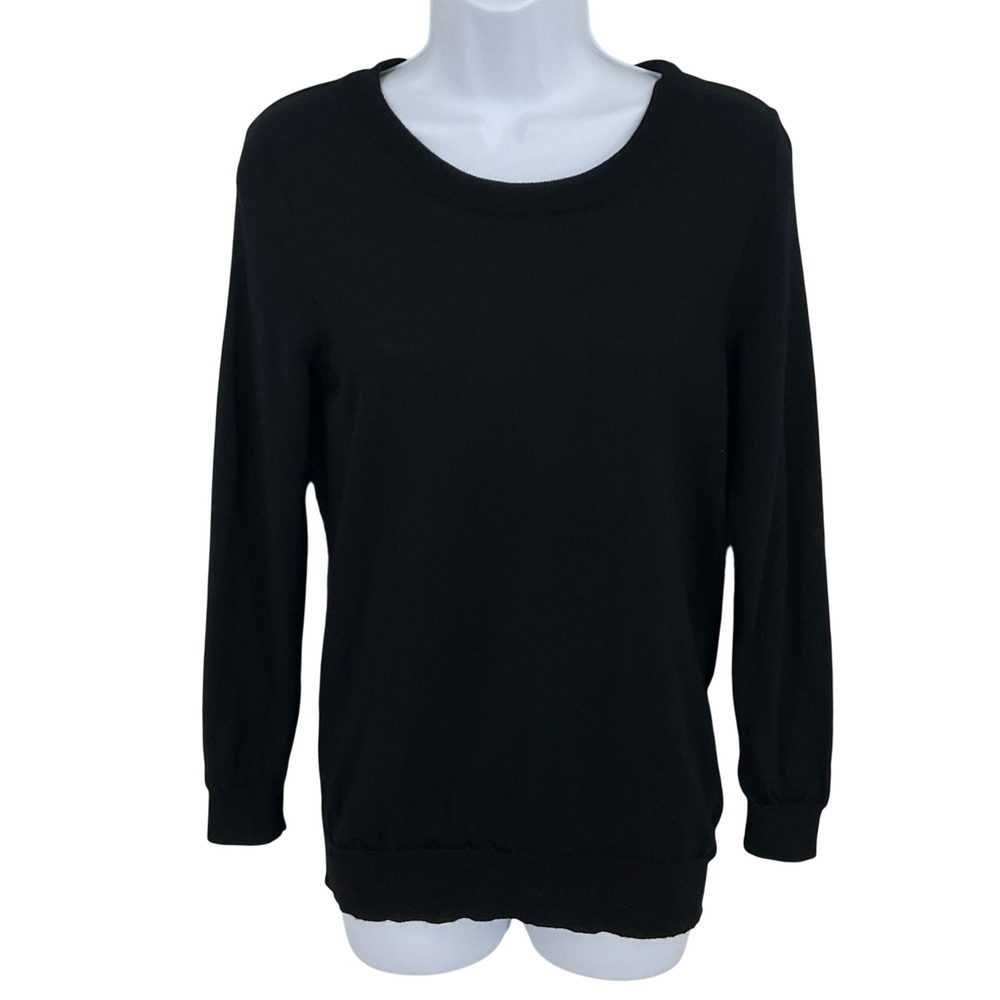 J.Crew Sweater Women S Black Merino Wool Classic Crew Neck Minimalist Capsule